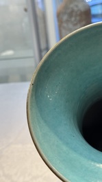 A Chinese famille rose turquoise-ground 'Dragon' vase, 19th C.