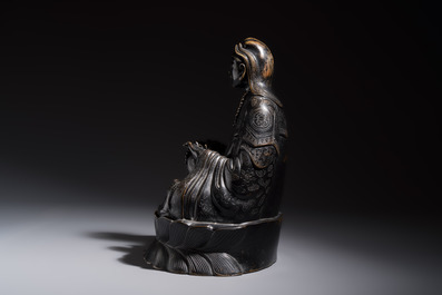 A Chinese bronze Bodhisattva seated on a lotus throne, 20th C.