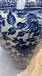 A large Japanese Arita blue and white vase and cover, Edo, late 17th C.