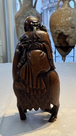 A large Chinese carved bamboo 'Shoulao' group, 19th C.