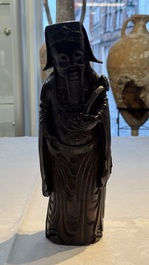 A large Chinese carved bamboo figure of Lu Xing, 19th C.