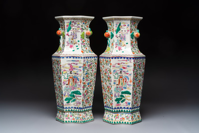 Four pairs of Chinese famille rose vases, 20th C.