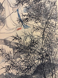 Bao Dong 包棟 (19th C.): 'Sage among Bamboo', ink and colour on paper, Daoguang/Tongzhi