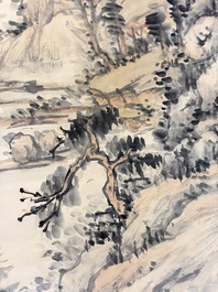 After Zhao Yunhe 趙雲壑 (1874-1955): 'Mountainous Landscape', ink and colour on paper, dated 1945