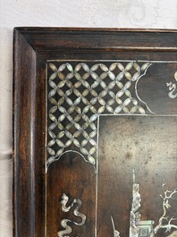 A Vietnamese mother-of-pearl-inlaid hardwood tray and a wooden plaque, 19th C.