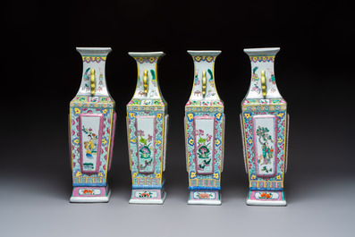 Four pairs of Chinese famille rose vases, 20th C.