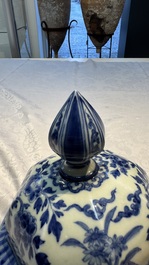 A large Japanese Arita blue and white vase and cover, Edo, late 17th C.