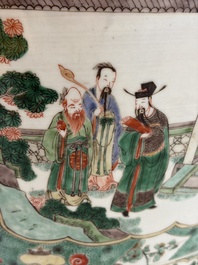 A pair of large Chinese famille verte 'Birthday Celebration of Guo Ziyi 郭子儀祝壽' baluster vases, Kangxi