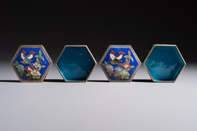 A group of eleven Chinese decorative objects, including bronze, cloisonn&eacute;, wood, and silk, 20th C.