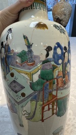 A Chinese famille verte 'Court Ladies' vase, 19th C.