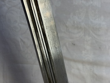 A Chinese palace guard sword 'Dao' inscribed 'Da Nei Shi Wei 大內侍衛', with lacquered wooden scabbard and gilt-bronze 'Dragon' mounts, Qing