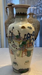 A Chinese famille verte 'Court Ladies' vase, 19th C.