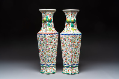 Four pairs of Chinese famille rose vases, 20th C.