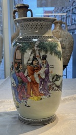 A Chinese polychrome 'Water Margin' 水滸傳 vase, Qianlong mark, Republic