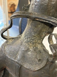 A Chinese bronze model of Weituo, Ming