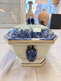 A Chinese blue and white 'Buddhist Lion' tureen and cover, Qianlong