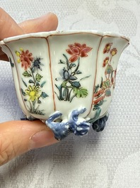 A rare Chinese famille rose moulded cup and saucer with floral design, Yongzheng