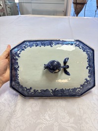 A Chinese blue and white 'Buddhist Lion' tureen and cover, Qianlong