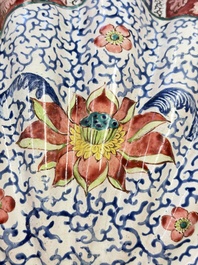 A Chinese Canton enamel shell-shaped basin with floral design, Yongzheng/Qianlong