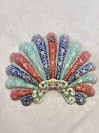 A Chinese Canton enamel shell-shaped basin with floral design, Yongzheng/Qianlong