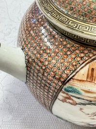 A Chinese Canton famille rose 'Mandarin Subject' teapot, Qianlong