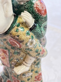 A pair of Chinese verte biscuit 'Piggyback Boys' groups, Kangxi