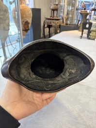 An unusual Chinese zoomorphic 'Mythical Beast' bronze vase, Kangxi