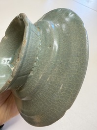 A fine Korean celadon tea bowl with its original stand, Goryeo, 12th C.
