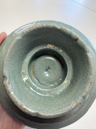 A fine Korean celadon tea bowl with its original stand, Goryeo, 12th C.