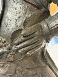 A Chinese bronze model of Weituo, Ming