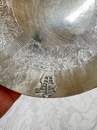 A fine Vietnamese silver saucer and handled bowl, Lei 雷 mark, 19th C.