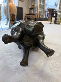 An unusual Chinese zoomorphic 'Mythical Beast' bronze vase, Kangxi