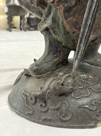 A Chinese bronze model of Weituo, Ming