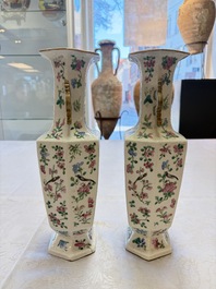 A pair of Chinese famille rose 'Wu Shuang Pu' vases, 19th C.