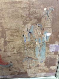 Chinese school: four paintings with Buddhist narratives, ink and colour on silk, Qing