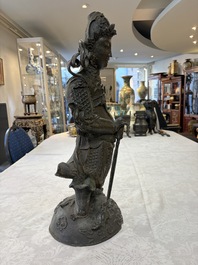 A Chinese bronze model of Weituo, Ming