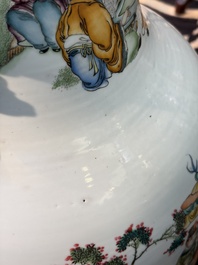 A pair of massive Chinese famille rose 'Ren Lun Zhi Zhi 人倫之至' and 'Xiao Gan Dong Tian 孝感動天' vases, signed Pan Zhaotang 潘肇唐, dated 1919