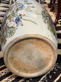 A pair of massive Chinese famille rose 'Ren Lun Zhi Zhi 人倫之至' and 'Xiao Gan Dong Tian 孝感動天' vases, signed Pan Zhaotang 潘肇唐, dated 1919