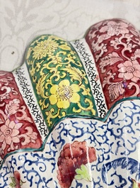 A Chinese Canton enamel shell-shaped basin with floral design, Yongzheng/Qianlong