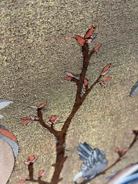 A rare and large Chinese gold-thread and silk 'Bai Niao Chao Feng 百鳥朝鳳' kesi panel, Republic