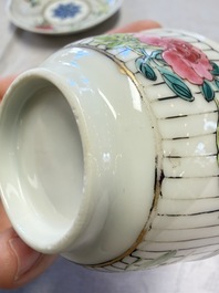 A Chinese famille rose cup and saucer with floral design, Yongzheng