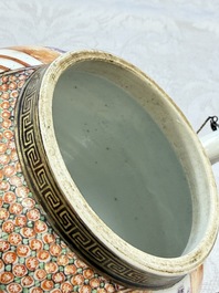 A Chinese Canton famille rose 'Mandarin Subject' teapot, Qianlong