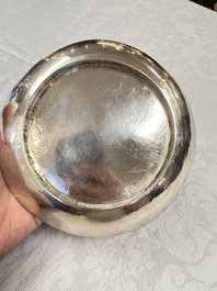 A fine Vietnamese silver saucer and handled bowl, Lei 雷 mark, 19th C.