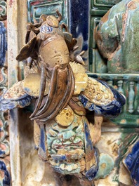 A large and fine Chinese polychrome-glazed Shiwan stoneware group of immortals, 19th C.