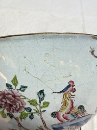 A Chinese Canton enamel 'Phoenix' bowl, Wan Yanchang Zhi 萬延常製 mark, 18th C.