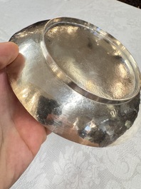 A fine Vietnamese silver saucer and handled bowl, Lei 雷 mark, 19th C.