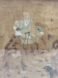 Chinese school: four paintings with Buddhist narratives, ink and colour on silk, Qing