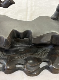 A large Chinese bronze horse-shaped incense burner and cover, 17/18th C.