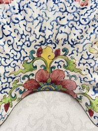 A Chinese Canton enamel shell-shaped basin with floral design, Yongzheng/Qianlong