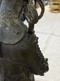 A Chinese bronze model of Weituo, Ming